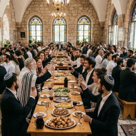 Large communal Kiddush meal