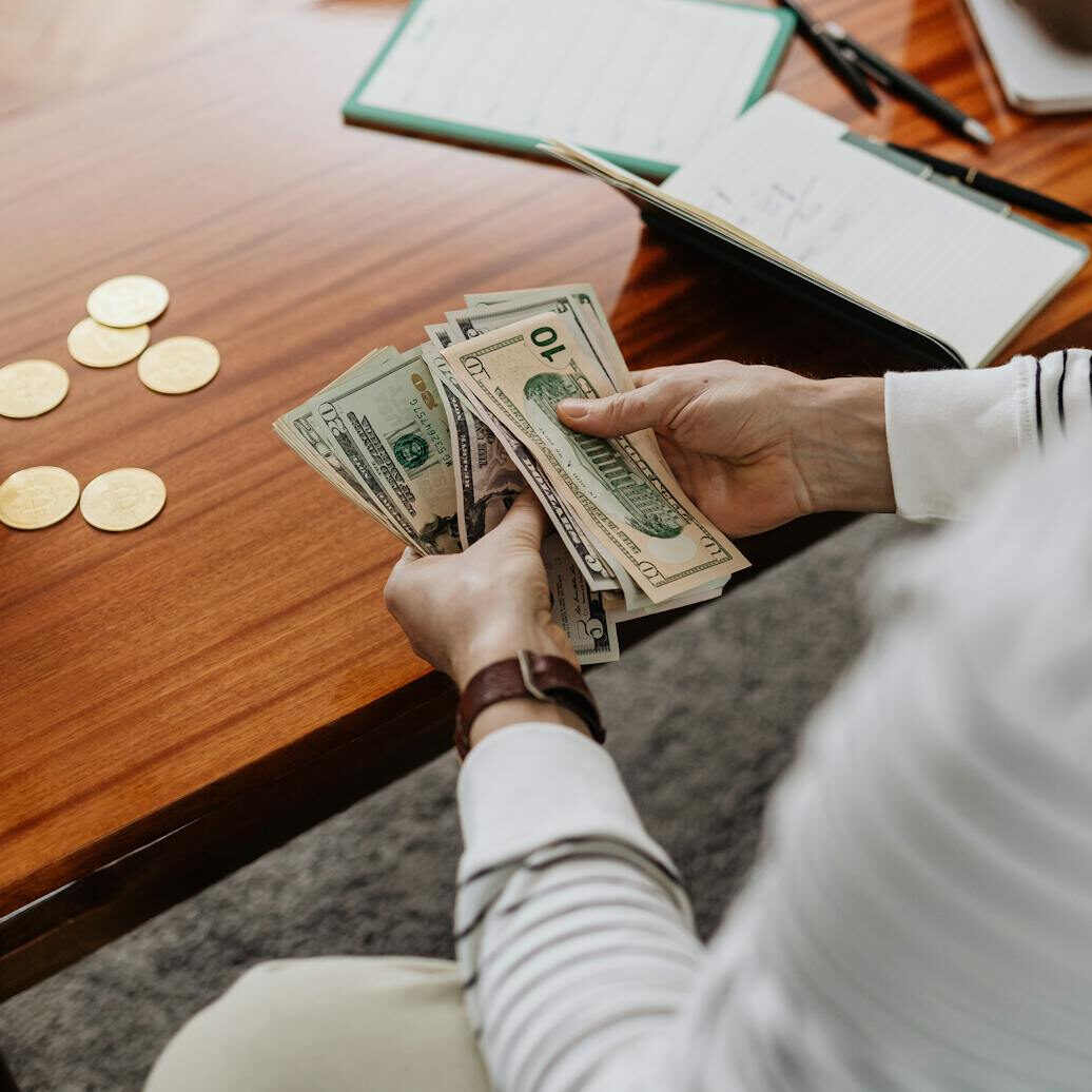 A loan counted out and recorded