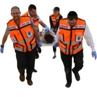 Medics training with a stretcher