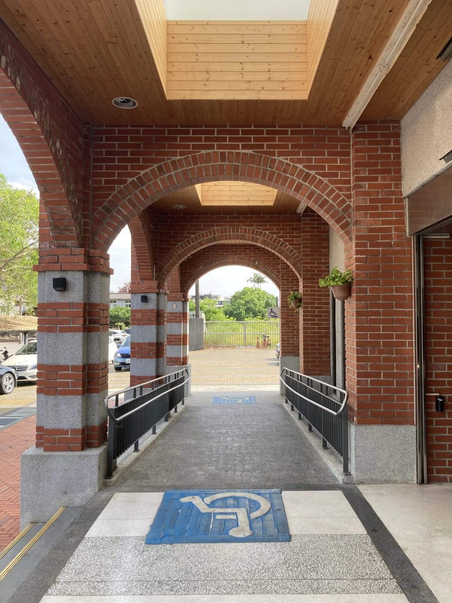 Wheelchair ramp at a building entrance